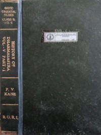 Image of Government Oriental Series Class B, No. 6 : History of Dharmasastra Vol. V Part I